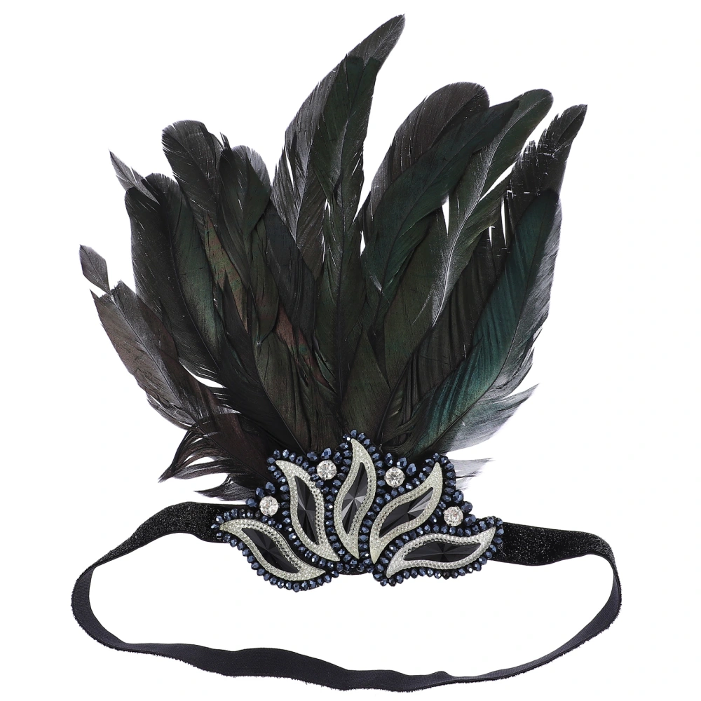 1pc Black Feather Headband Elegant Halloween Party Prom Girl Hair Accessory