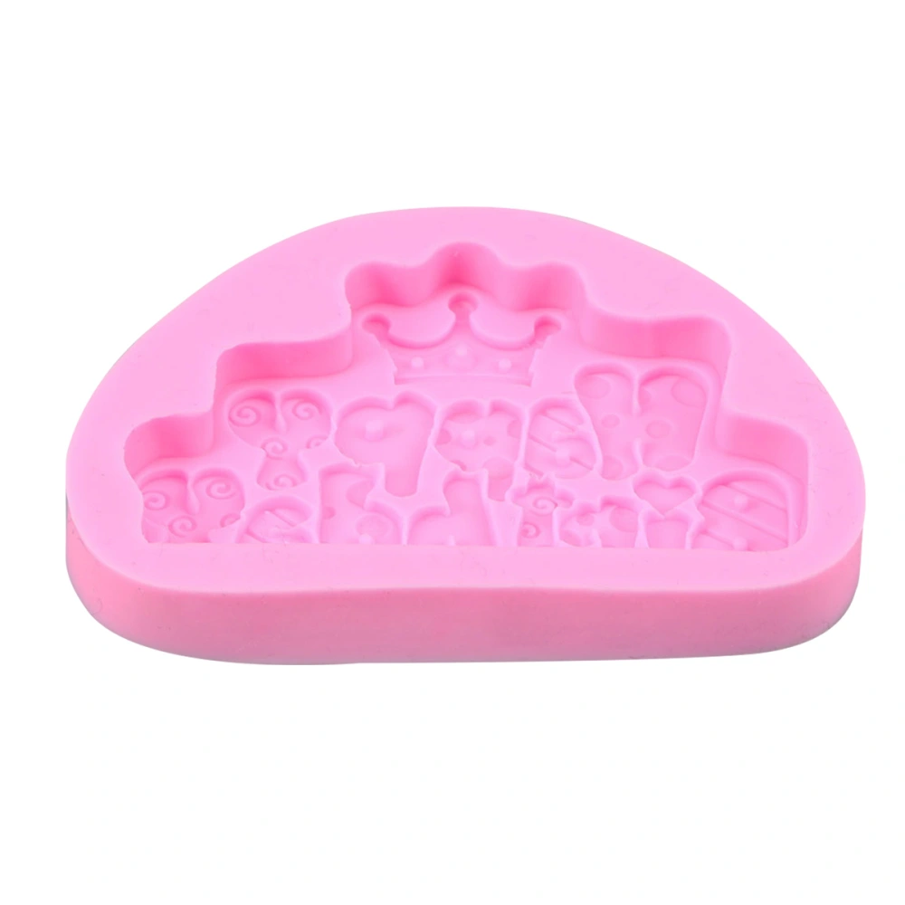 Happy Birthday English Letter Candied Silica Gel Mold Letter Cake Decorative Mold Clay Chocolate Mold(Pink)