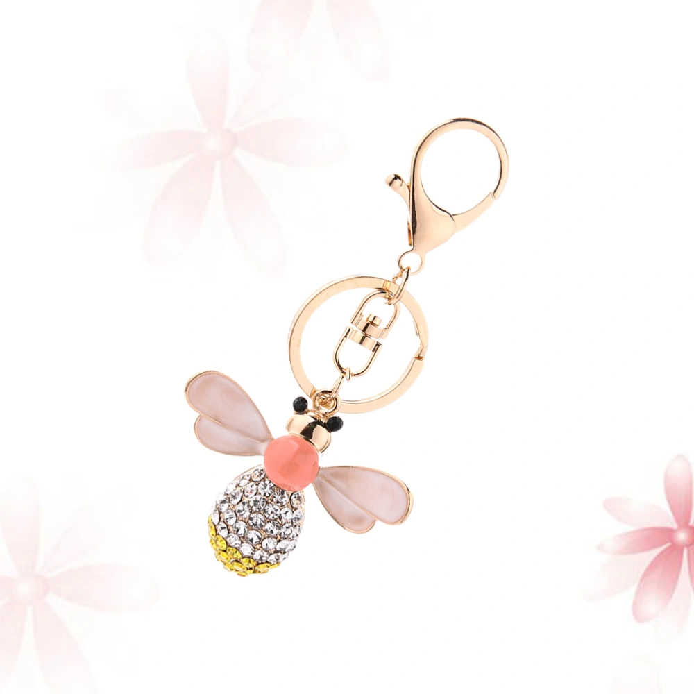 1Pc Lovely Littie Bee Keyring Creative Alloy Rhinestone Bee Shape Key Chain Craft for Women Men Kids