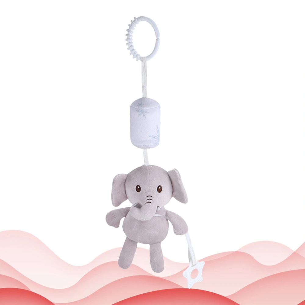 1Pc Cartoon Infant Plush Toy Bed Stroller Wind Chimes Hanging Rattles Funny Cart Pendant for Newborn Baby Infant (Grey Elephant)