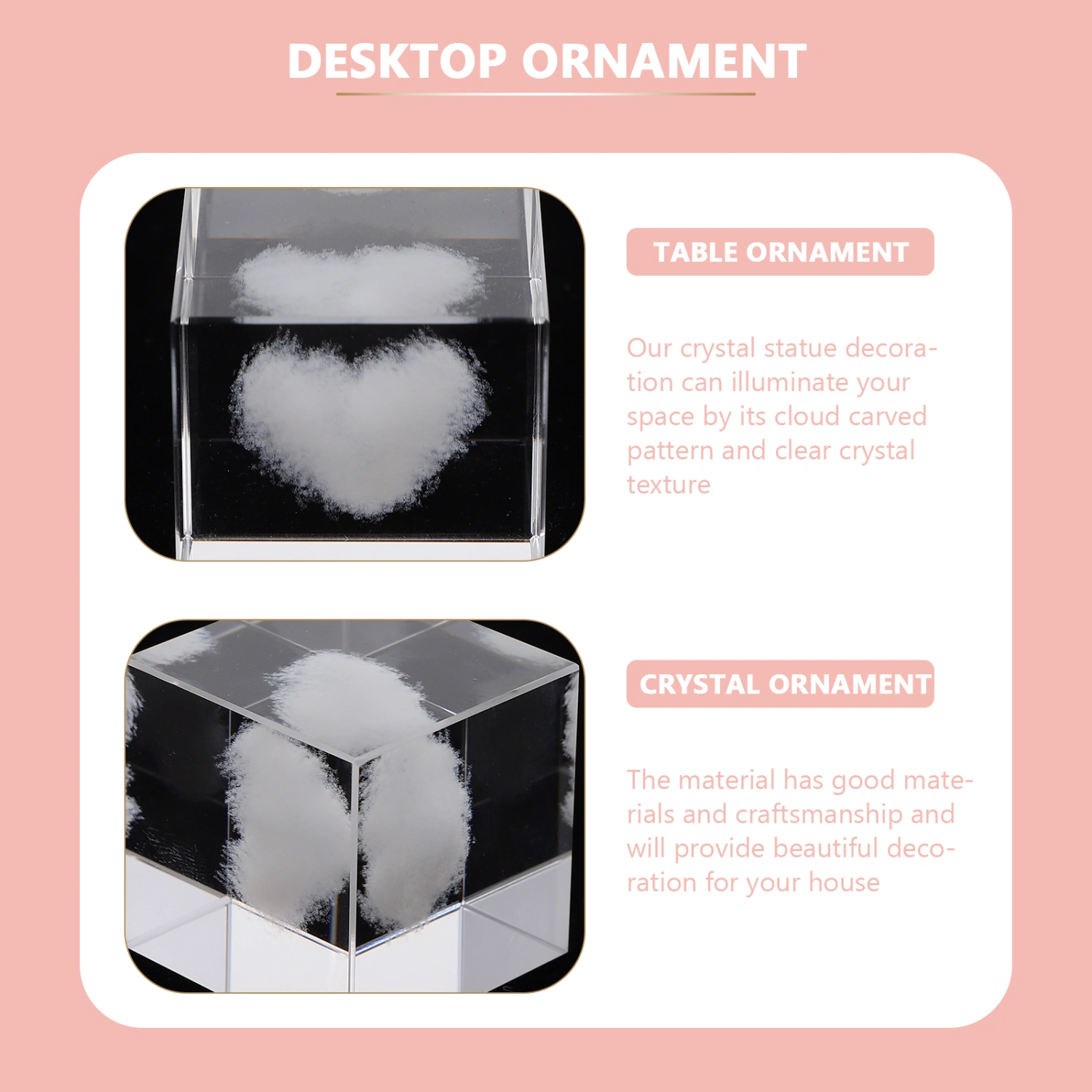 Decorative Desktop Crystal Decor Exquisite Cloud Carved Home Decoration