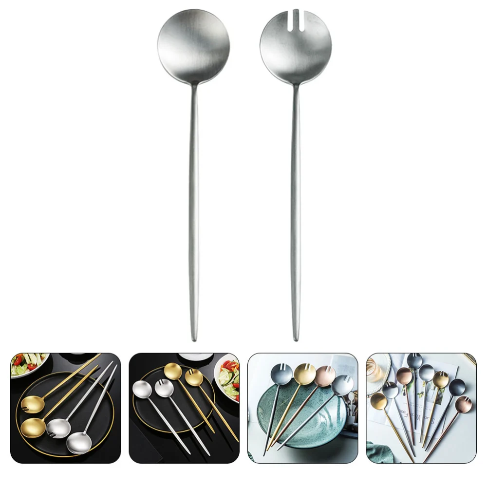 1 Set of Convenient Dessert Spoon Delicate Salad Fork Reusable Cake Spoon Party Supply