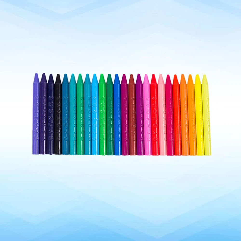 1 Pack/24Pcs 24 Colors Round Plastic Crayon Oil Painting Colour Pen School Supplies for Students Kid Child