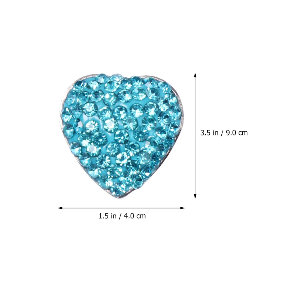 6 Pcs Car Button Sticker Stainless Steel Heart Sticker Shining Rhinestone Adhesive Decals for Auto Car Smooth Surface Home (Sky-blue)