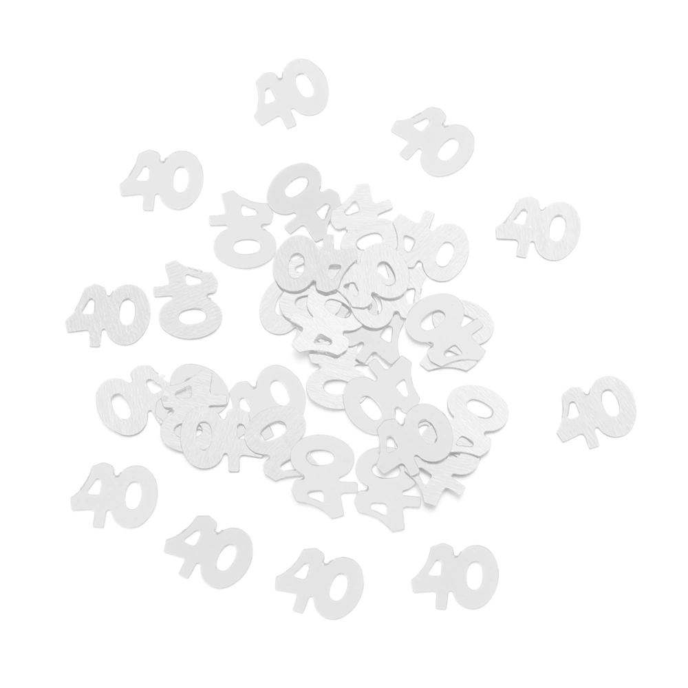 1200pcs Number 40 Sequins Confetti Party Supplies Table Confetti Decoration for Birthday Anniversary (Silver)