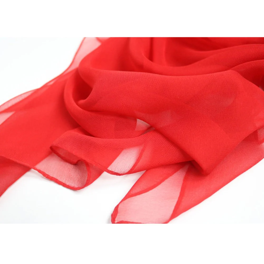 Solid Color Scarf Sunscreen Dancing Scarves Sun Block Cape Women Shawl Dual Scarf Red (180x70cm)