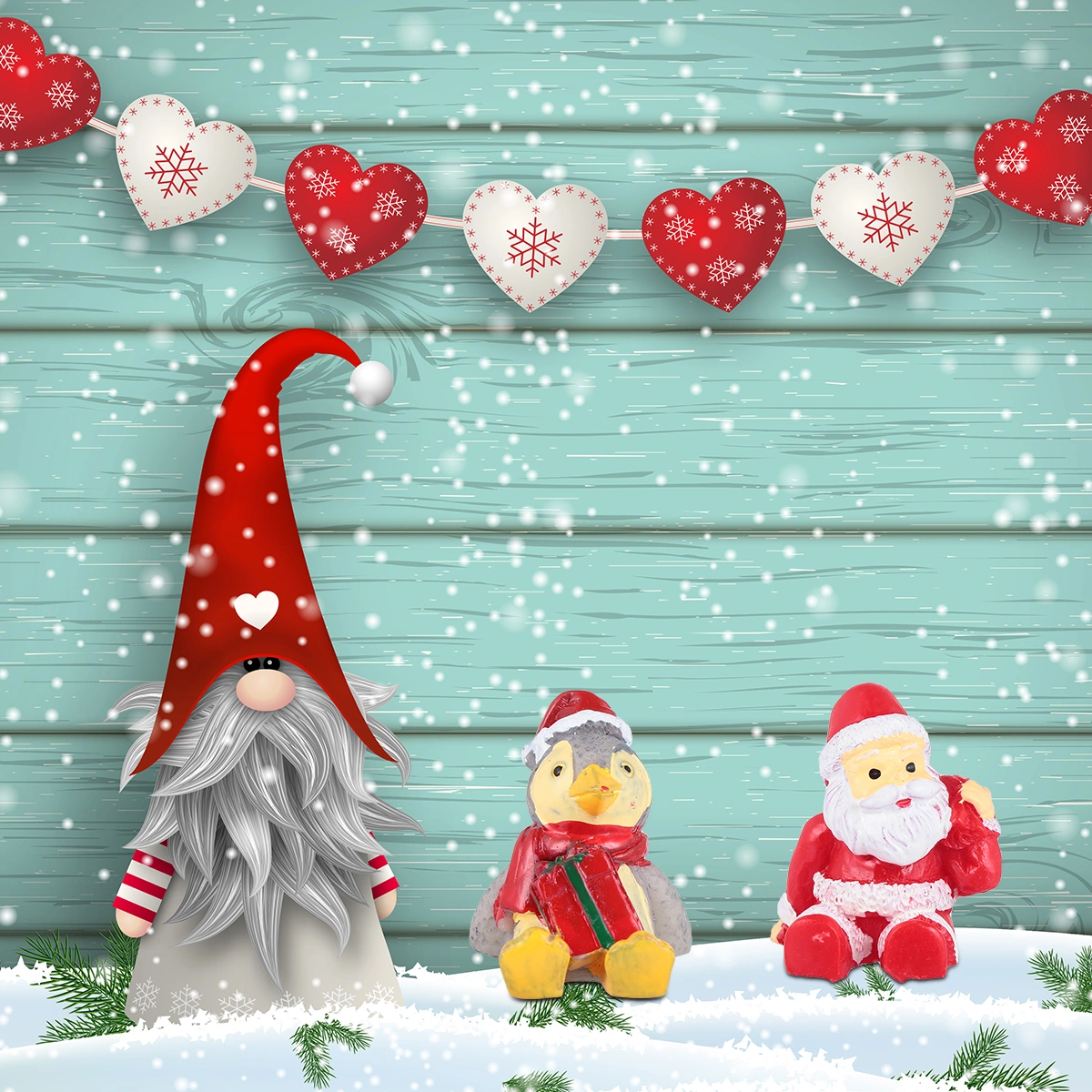 6pcs Miniature Christmas Decorations Resin Desktop Cartoon Christmas Ornaments