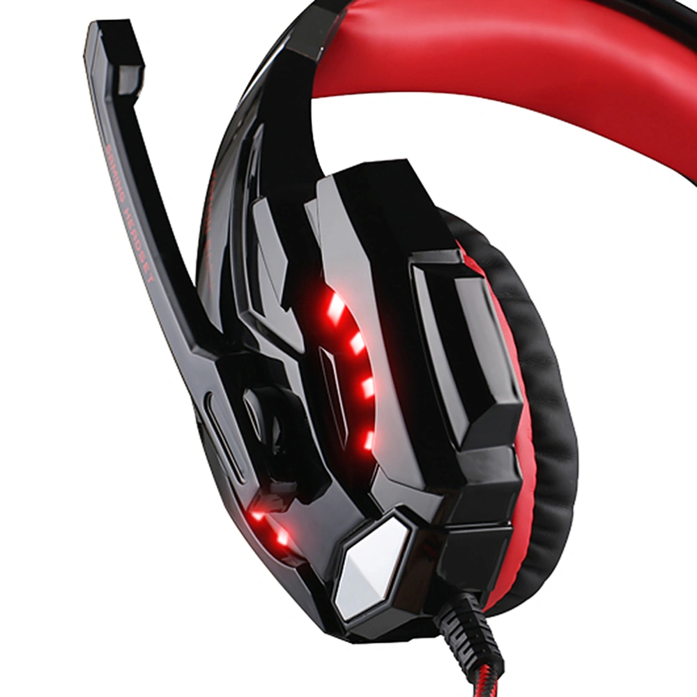 Fashion Gaming Headset Earmuffs Gaming Headphones for Computer Games (Black Red With Cord)