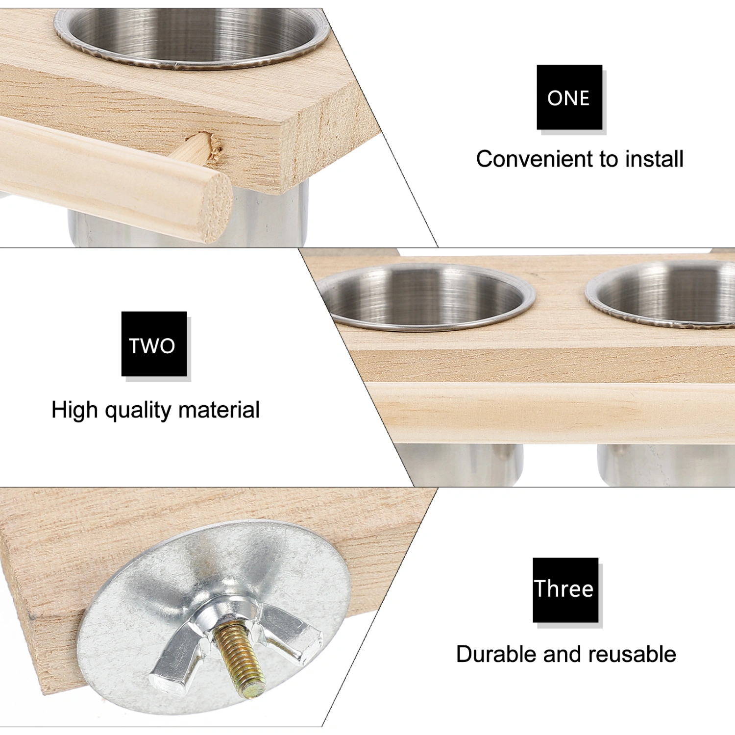 1 Set of Parrot Food Water Feeder Drinking Feeding Bowl Parrot Feeder (As Shown)