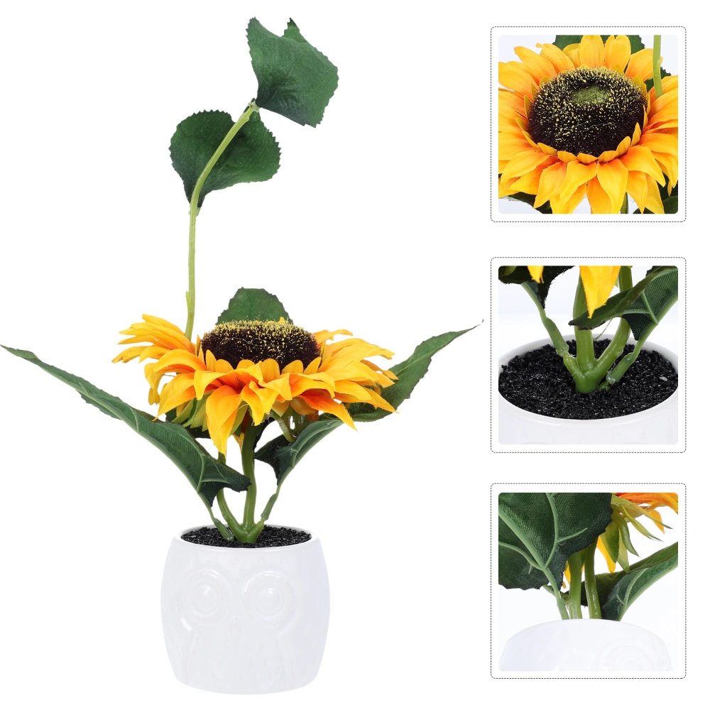 Artificial Sunflower Pot Artificial Fake Sunflower with Pot Sunflower Bonsai Decor