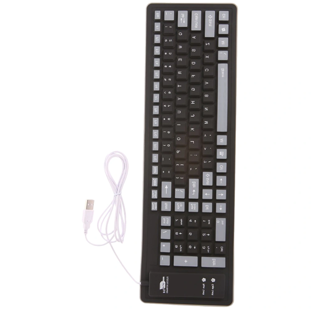 1Pc 103 Key Silicone Keyboard Foldable Silicone Keypad USB Wired Keyboard Silicone Protective Key Shield (Black)