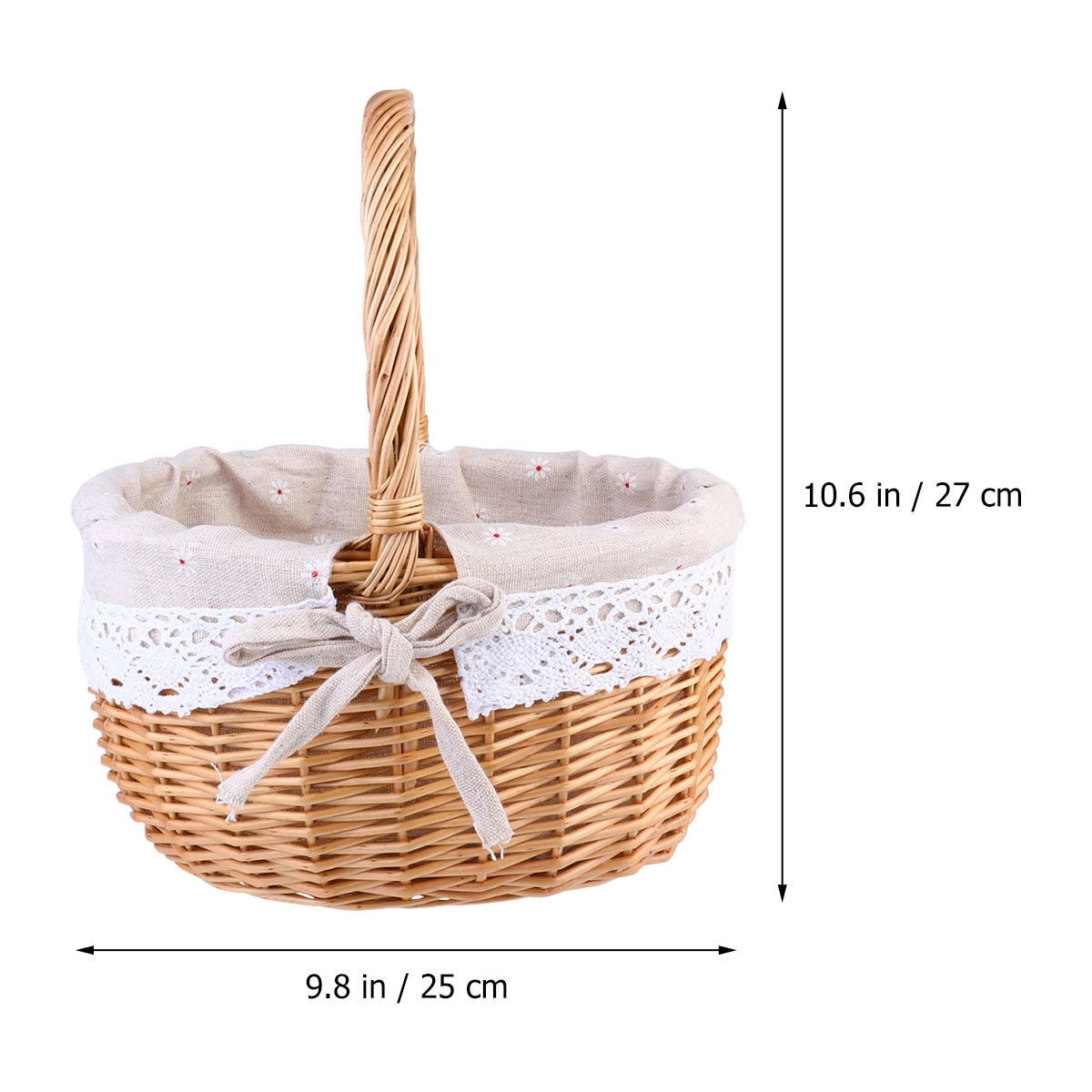 1pc Wicker Woven Basket Storage Basket with Linen Cloth for Wedding Picnic Party