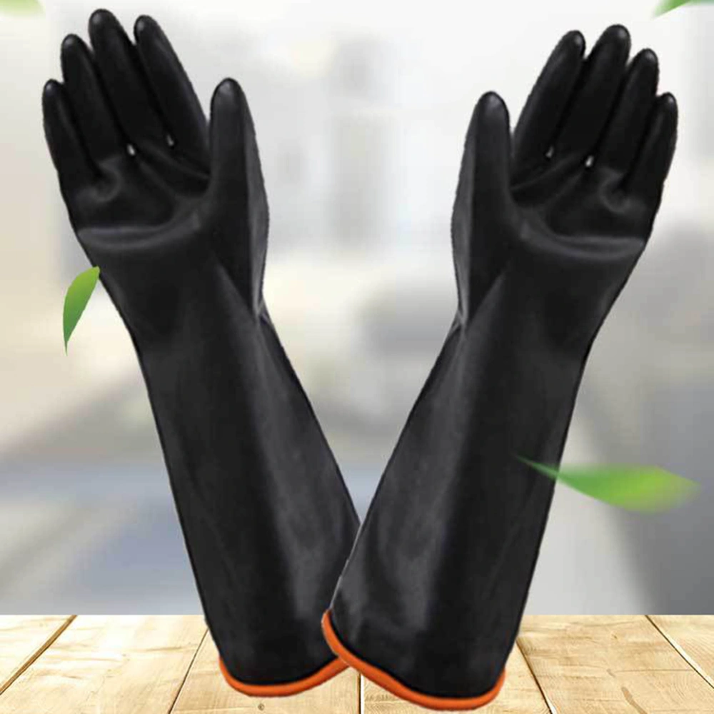 1 Pair of Rubber Gloves Resist Strong Acid Protective Long Gloves Industrial Safety Work Gauntlets