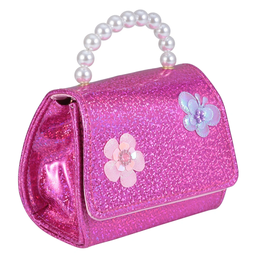 1 Pc Flower Pattern Crossbody Bag Creative Chain Bag Mini Pearl Handbag for Children Kids (Red)