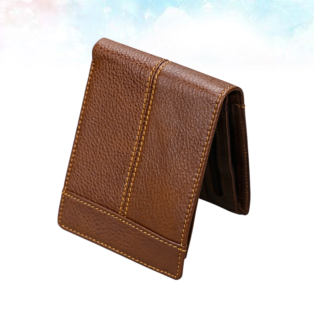 1pc Mad Horse Leather Short Wallet RFID Blocking Leather Wallets Retro Classical Leather Wallet for Men (Coffee)