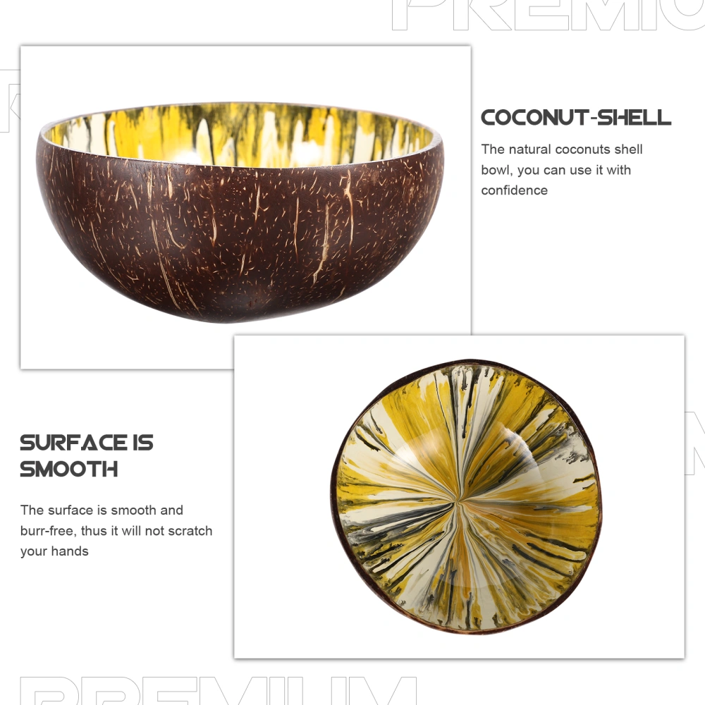 Coconuts Shell Bowl Decorative Salad Bowl Natural Coconuts Shell Food Bowl Color Painting Bowl