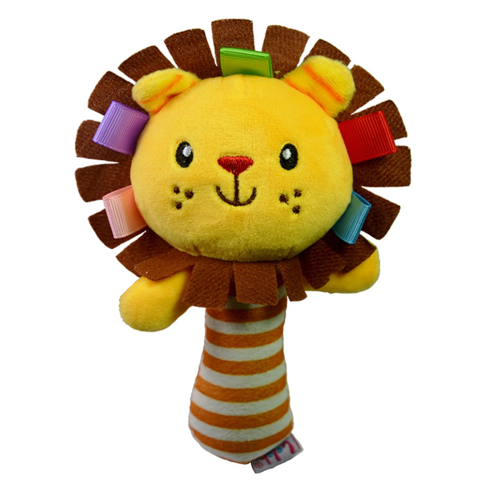 0-3 Year Baby Kids Cartoon Animal Plush Rattles Hand Bells BB Sound Educational Funny Toys Hand Rattle Toys Infant Dolls Gift for Newborn (Lion)