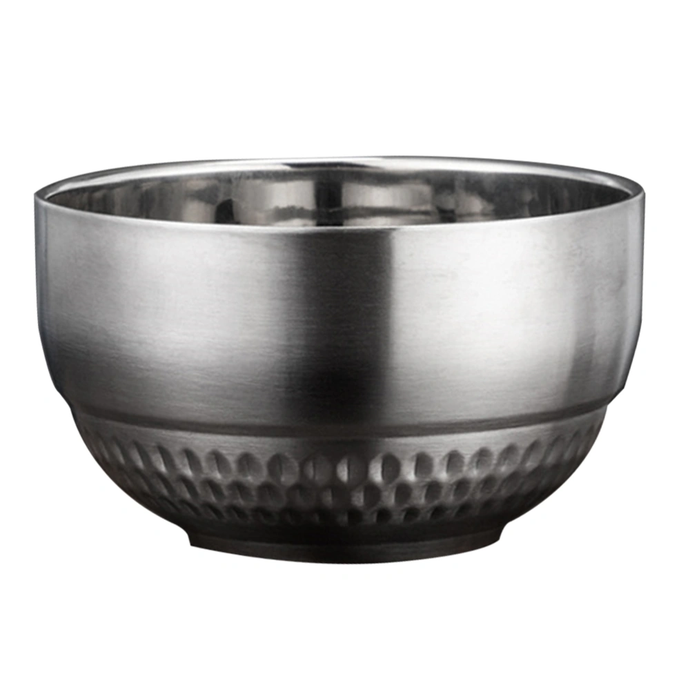 1Pc Stainless Steel Salad Bowl Double Insulation Bowl Soup Bowl (Silver)