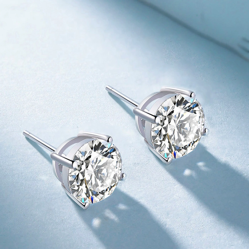 1 Pair Diamond Zircon Ear Studs Delicate Women Earrings Four-prong Studs Ear Jewelry for Women Ladies