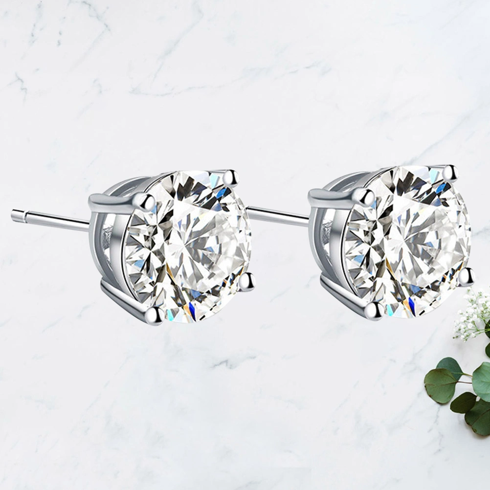 1 Pair Diamond Zircon Ear Studs Delicate Women Earrings Four-prong Studs Ear Jewelry for Women Ladies