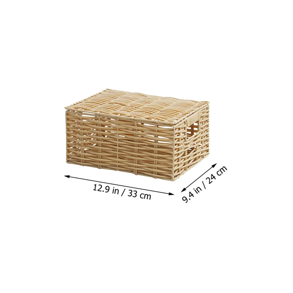 1Pc Storage Baskets Imitation Rattan Woven Baskets Storage Boxes (Beige)