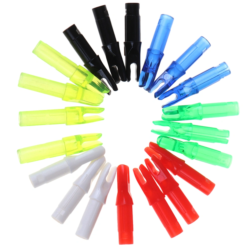 1 Set 20pcs Archery Hunting Compound Bow Plastic Arrow Insert Arrow Tail Sleeve Fitting 6.2mm (Mixed Color)