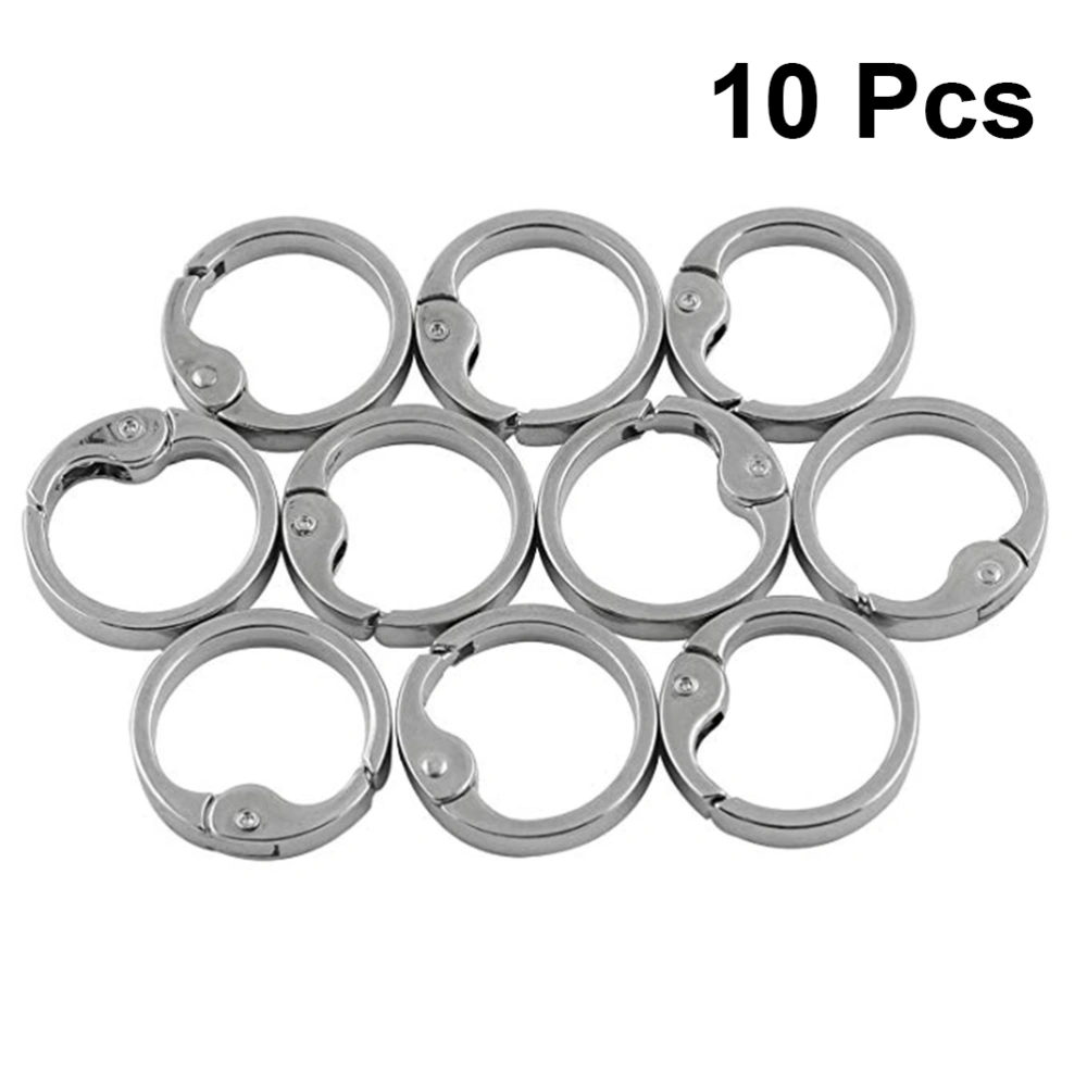 10pcs Metal Spring Ring 28MM Spring Fastener Clip Buckle Handbag Case Bag Fitting Leather Crafts Accessories Silver