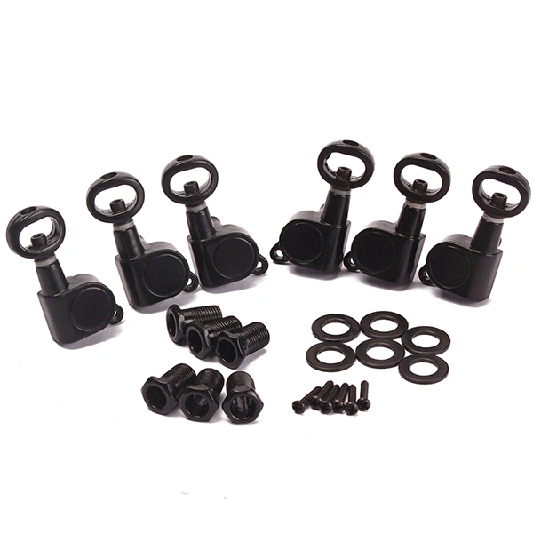 Guitar Tuning Pegs Tuners Machine Piercing Heads for Electric Guitar 3L 3R Black Pack of 6