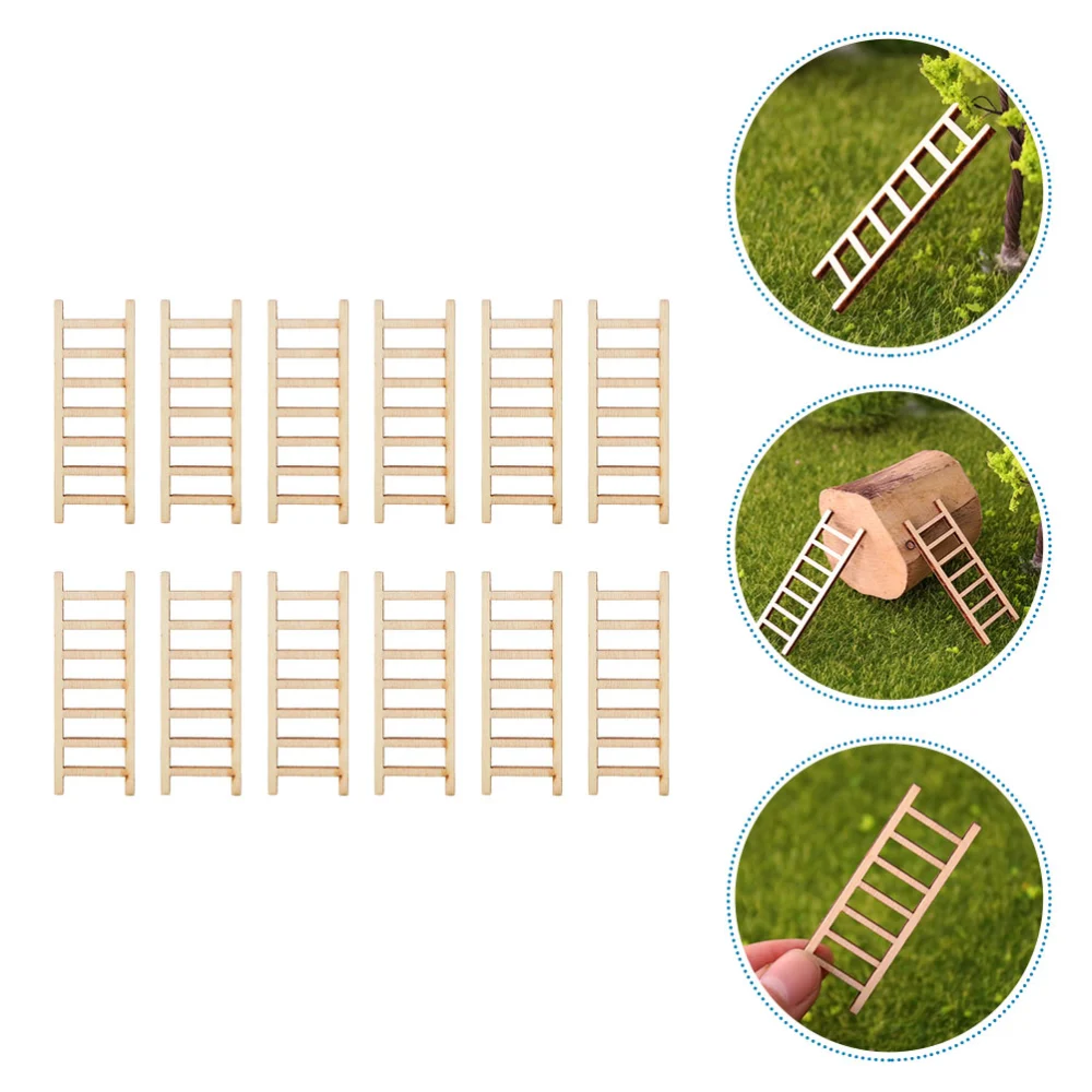 20Pcs Simulation Ladder Decoration Wooden Stairs Sand Table Landscape Model