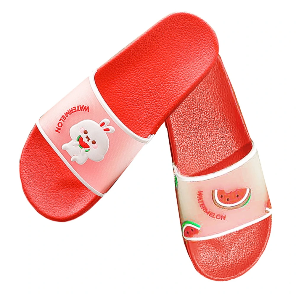 1 Pair Summer Sandals Beach Slides Slippers Sandals Cartoon Fruit Pattern Slipper Women Men Summer Indoor Bathroom Fruit Slippers (Watermelon Red, 39-40 25CM, 8US, 5.5UK, 39EU,9.825 Inch)