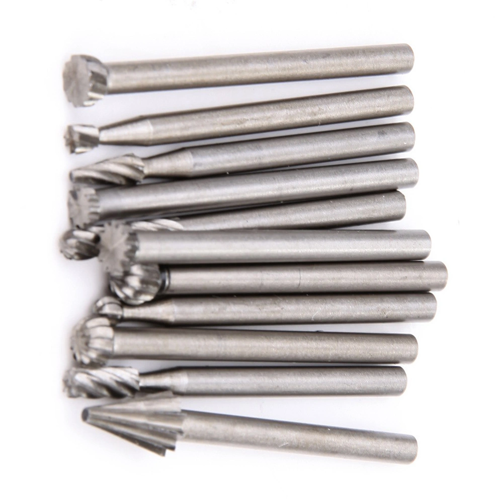20 PCS HSS Wood Milling Rotary Tools Grinding Bits Rotary Burrs Files Woodworking Router Grinding Tools 3mm