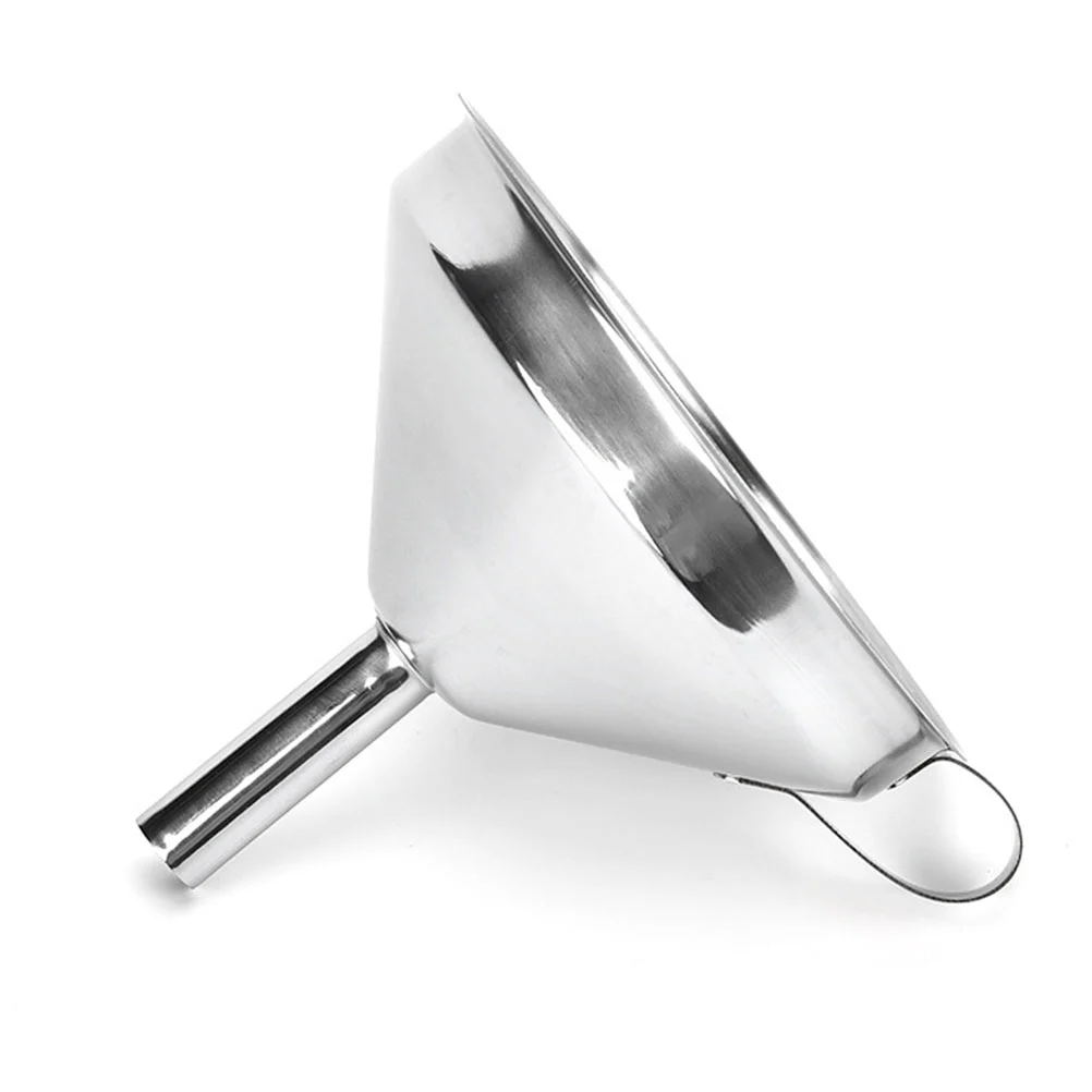 Stainless Steel Funnel with Removable Filter Disc Kitchen Strainer Filtering Tool for Transmiting Liquid Dry Ingredients Powder Large