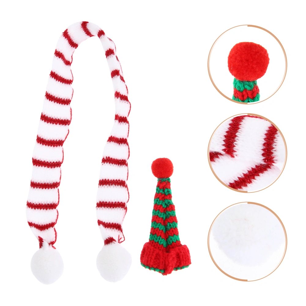 5 Sets Christmas Mini Santa Hats and Christmas Scarfs Santa Knit Hat Scarf Bottle Decor