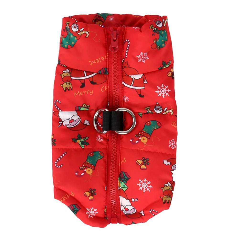 Pet Dog Warm Vest Christmas Santa Patterned Dog Dog Coat Outdoor Sports Pet Vest Snowsuit Apparel for Pet Dog Size XL(Red)