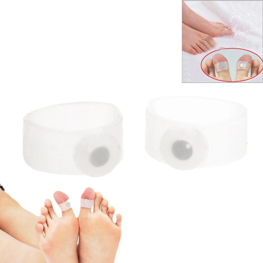 Body Slimming Healthy Silicone Magnetic Toe Rings - One Pair (Translucent White)