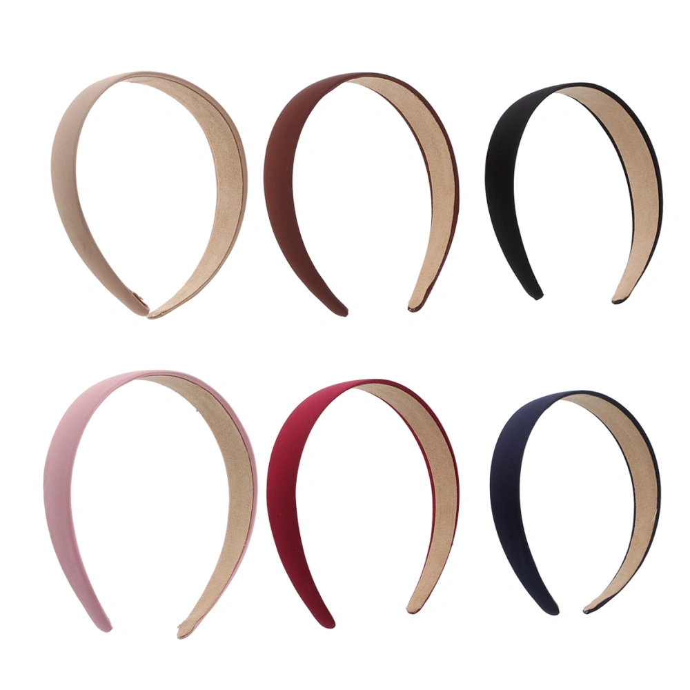 6pcs Wide Non-slip Fashion Headbands Pure Colour Headband Hair Accessory for Women Girls (Assorted Color)