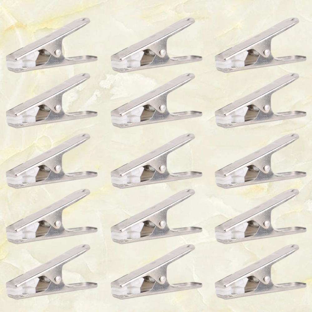 24 Pcs Stainless Steel Clothes Clip Multifunctional Hanger Clip Clothing Clip Clothes Hanging Clip (Stainless Steel+White Piece)