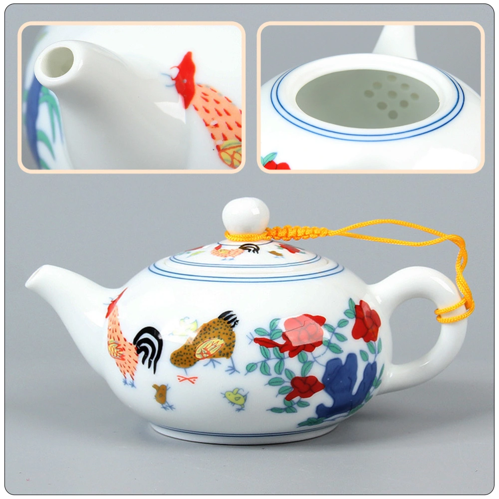 1pc Ceramic Hand Painted Teapot Handheld Teapot Retro Tea Kettle for Tea House (White)