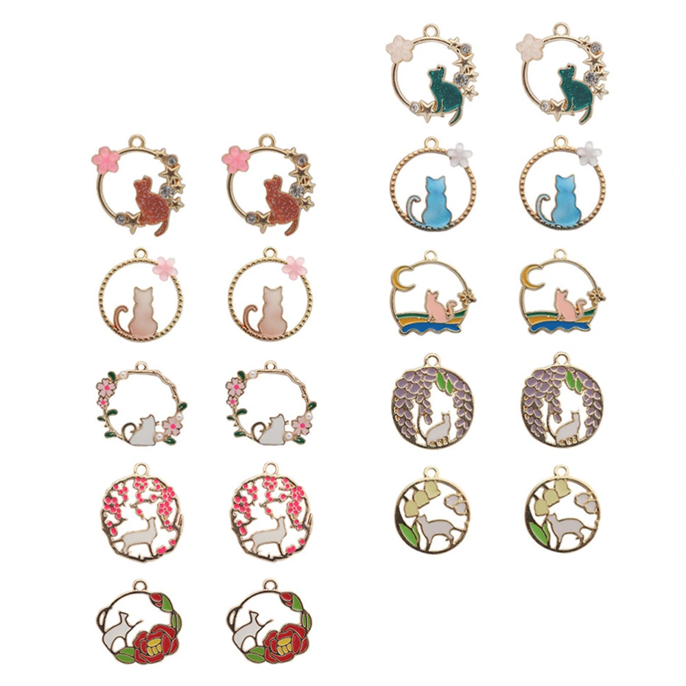 20pcs Fashion Garland Charms Kitten Alloy Pendants DIY Mobile Phone Accessories