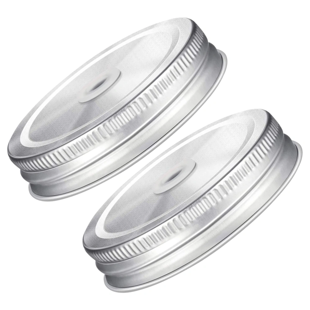 2Pcs Mason Jar Straw Lids Stainless Steel Lids Canning Jar Lids with Straw Holes