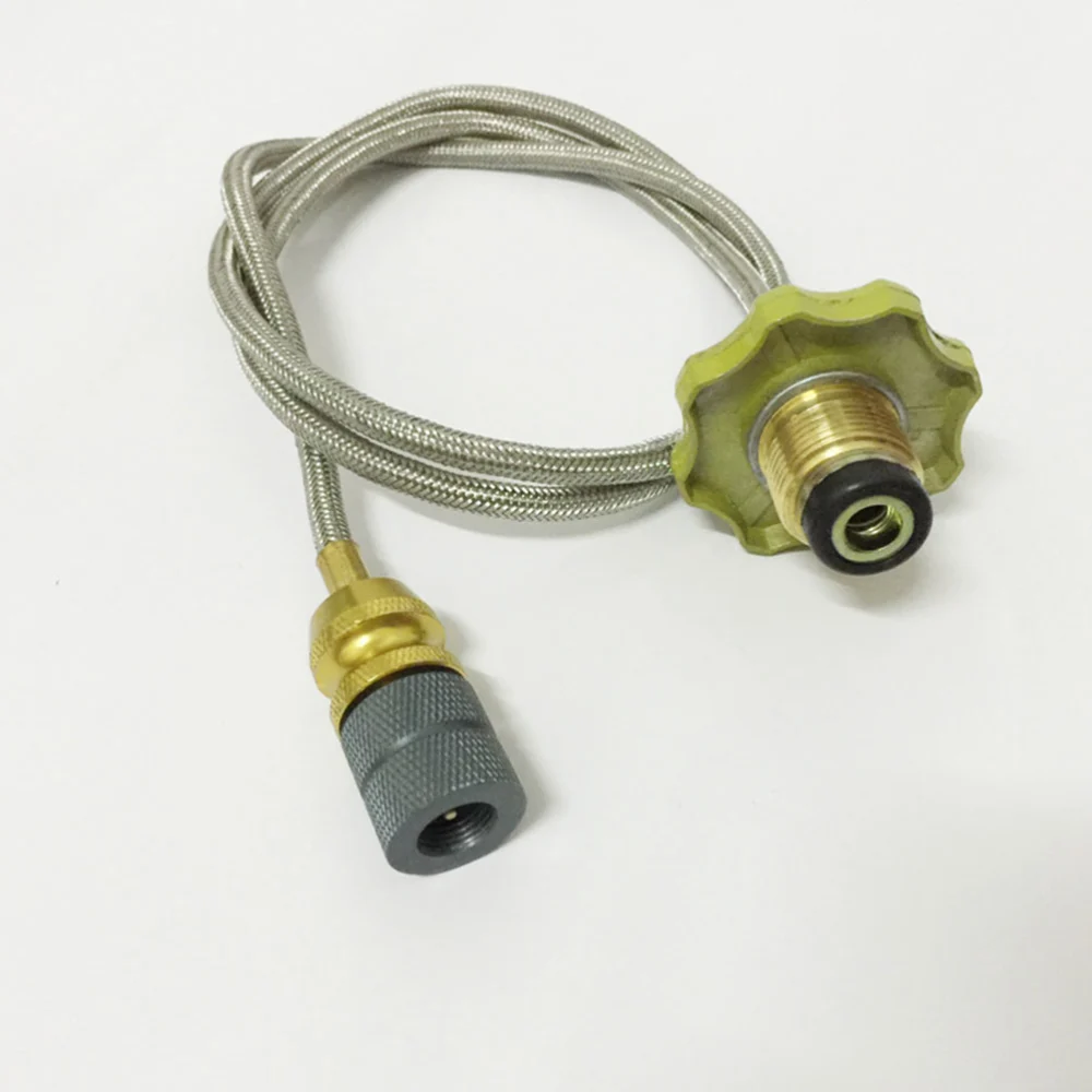 Picnic Camping Stove Gas Hose Propane Refill Adapter Flat Tank Gas Pipe for Shop (Golden and Siliver)