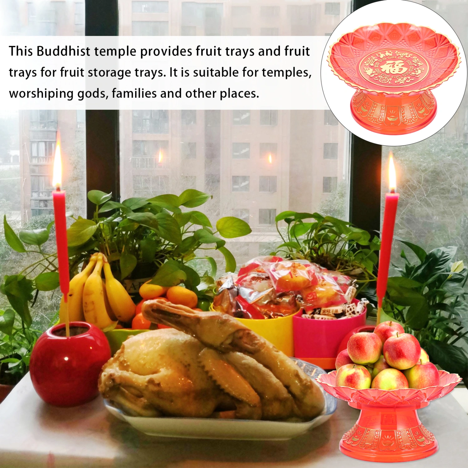 2pcs Buddhist Temple Fruit Plates Temple Fruit Plates Temple Fruit Trays