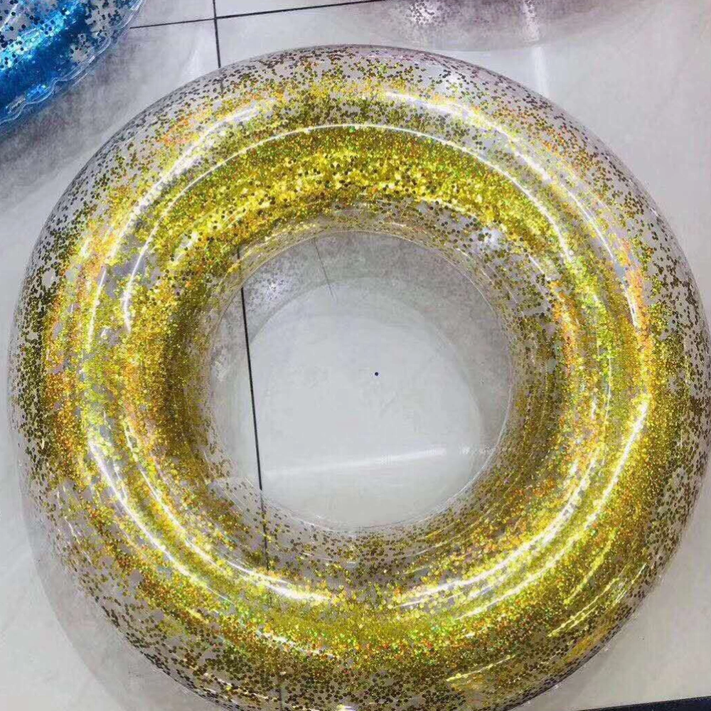 Transparent Swimming Ring Sequin Water Underarm Ring Delicate PVC Floating Inflatable Ring Durable Swimming Ring for Children Adults (90 Mixed Sequin)