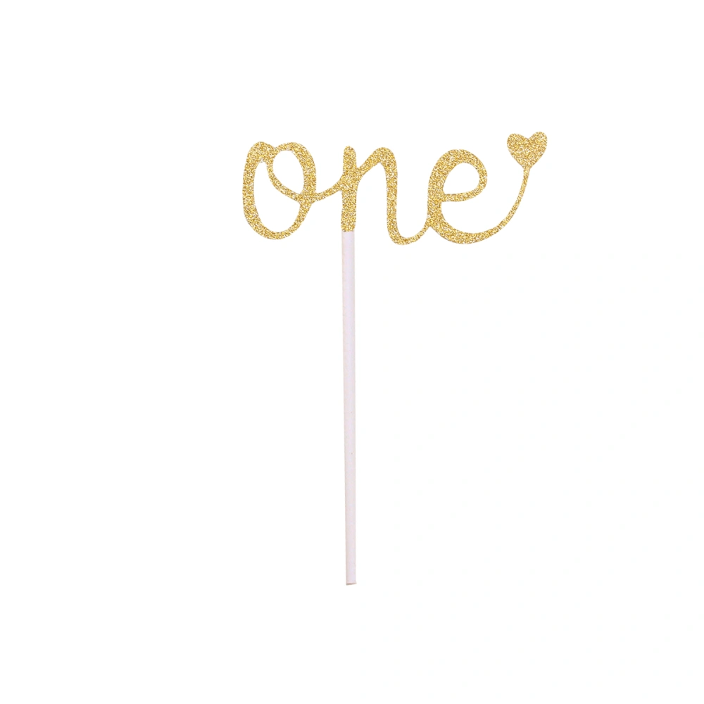 Cupcake Topper Decorative Love Heart Cupcake Picks Sign for Engagement Wedding Party Cake Decoration (Gold)