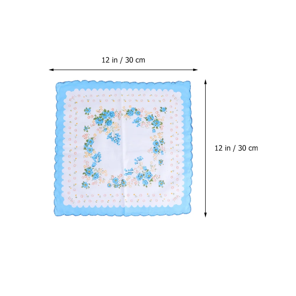 10pcs Small Handkerchief Cotton Printing Cleaning Handkerchief Flower Printing Handkerchief for Home (Random Flower Pattern)