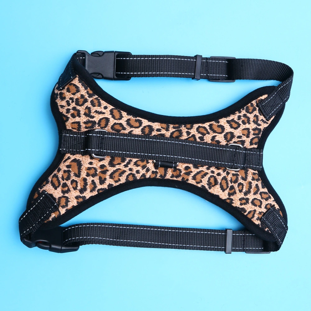 Nylon Dog Harness Vest Breathable Pet Dogs Leash Harness Pet Products Leopard Design Pet Supplies Adjustable Vest (Size S)