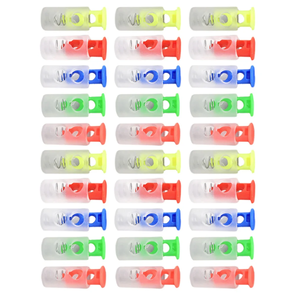 30pcs Spring Fasteners Button Plastic Matching Color Adjustable Buckles Rope Buckles for Clothing (Mixed Color)