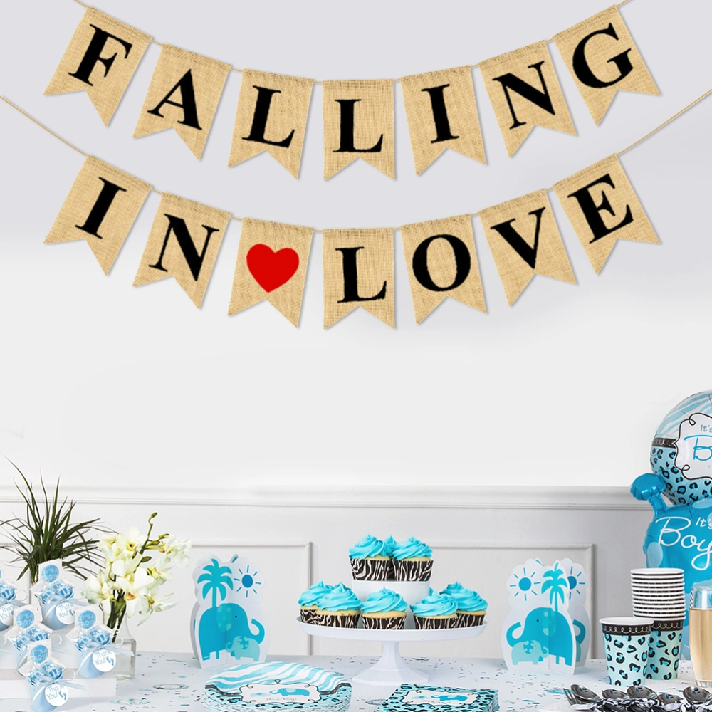 FALLING IN LOVE Hanging Letter Banner Burgee Wedding Flag Party Supplies