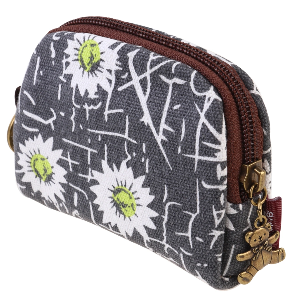 1pc Daisy Printed Mini Coin Bag Purse Small Money Bag Printing Coin Purse Storage Bag for Girls (Assorted Color)