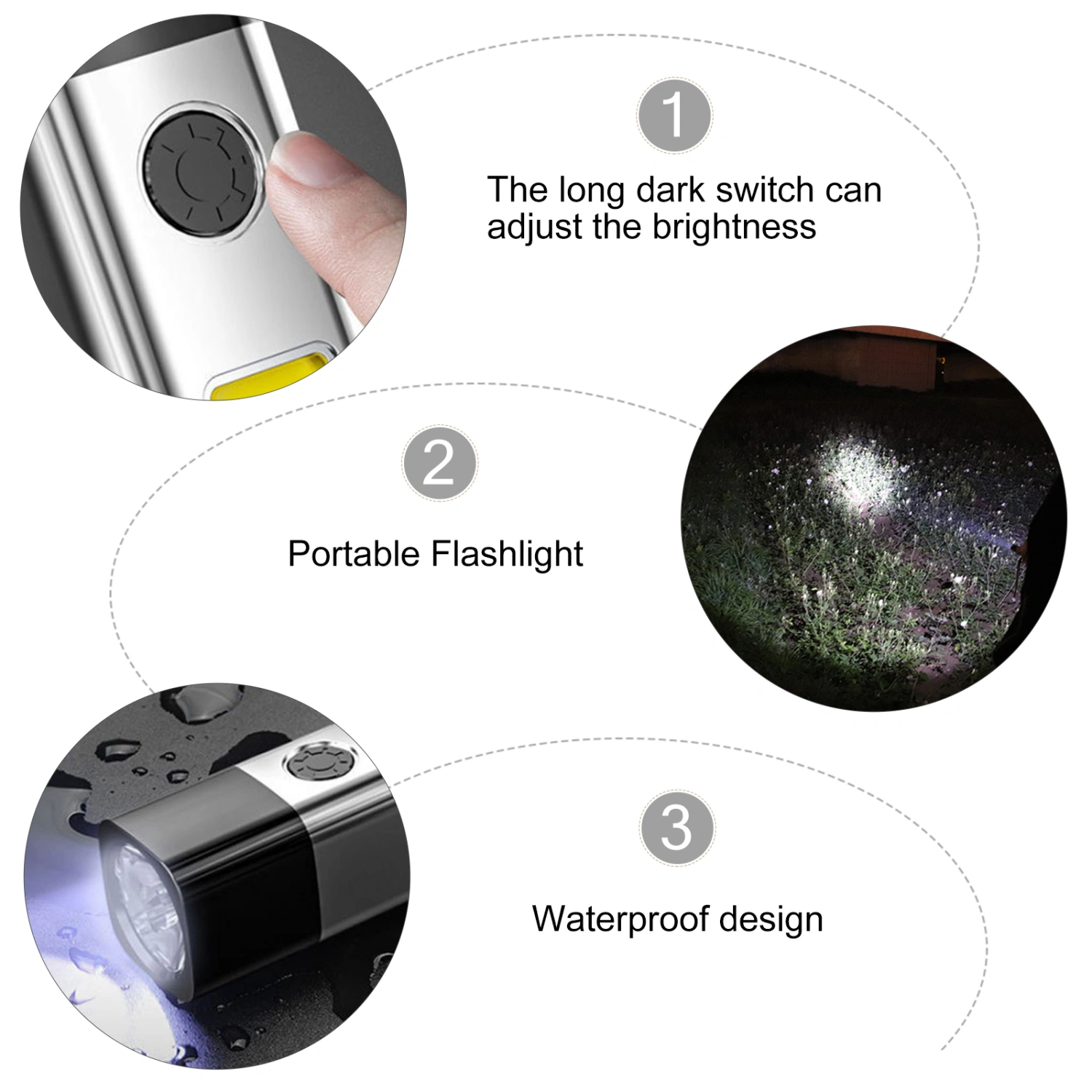 Strong Light Portable Flashlight Home Lighting USB Rechargeable Flashlight